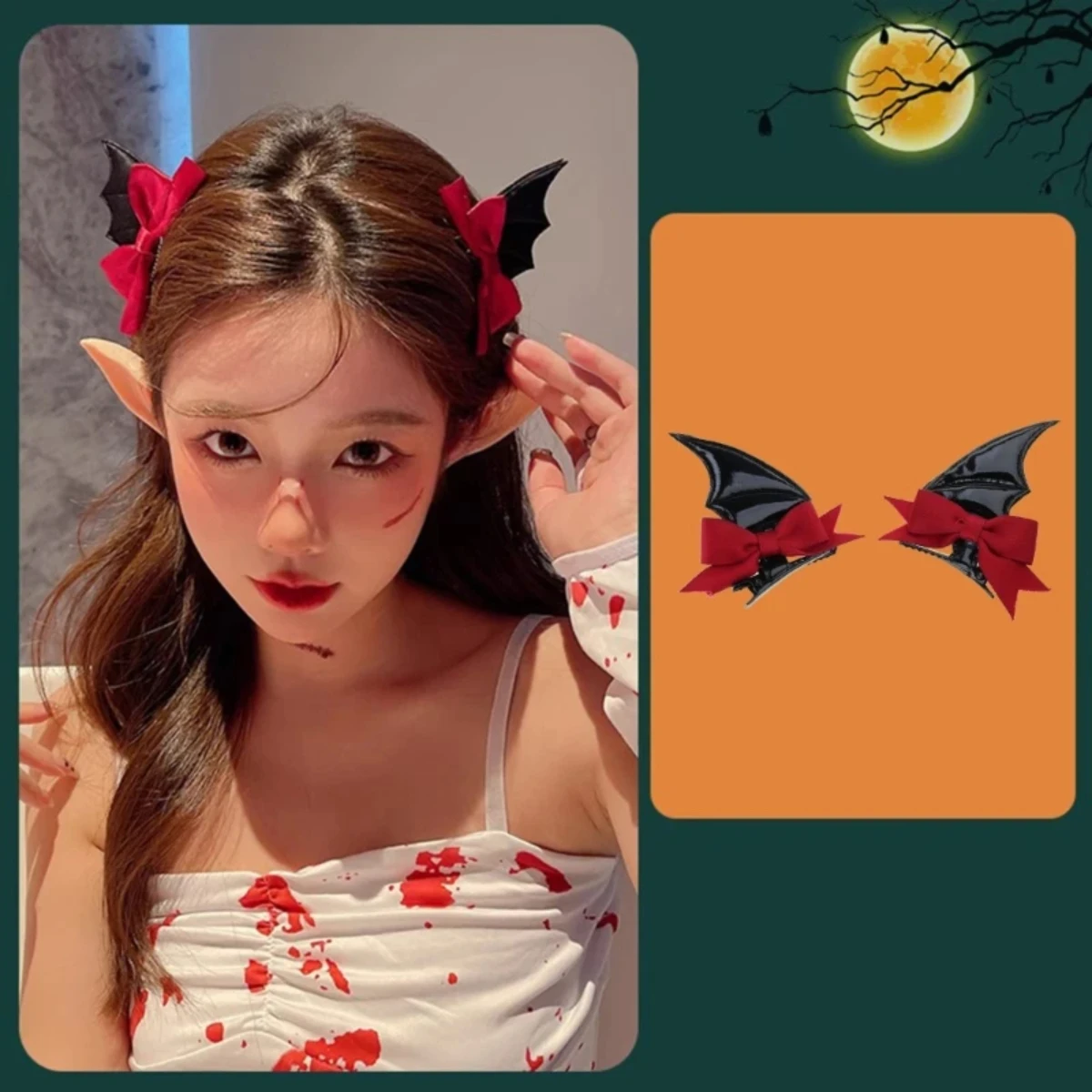 

Bat Bows Hair Clip Halloween Party Cosplay Hair Pin Barrettes Vintage Heawear