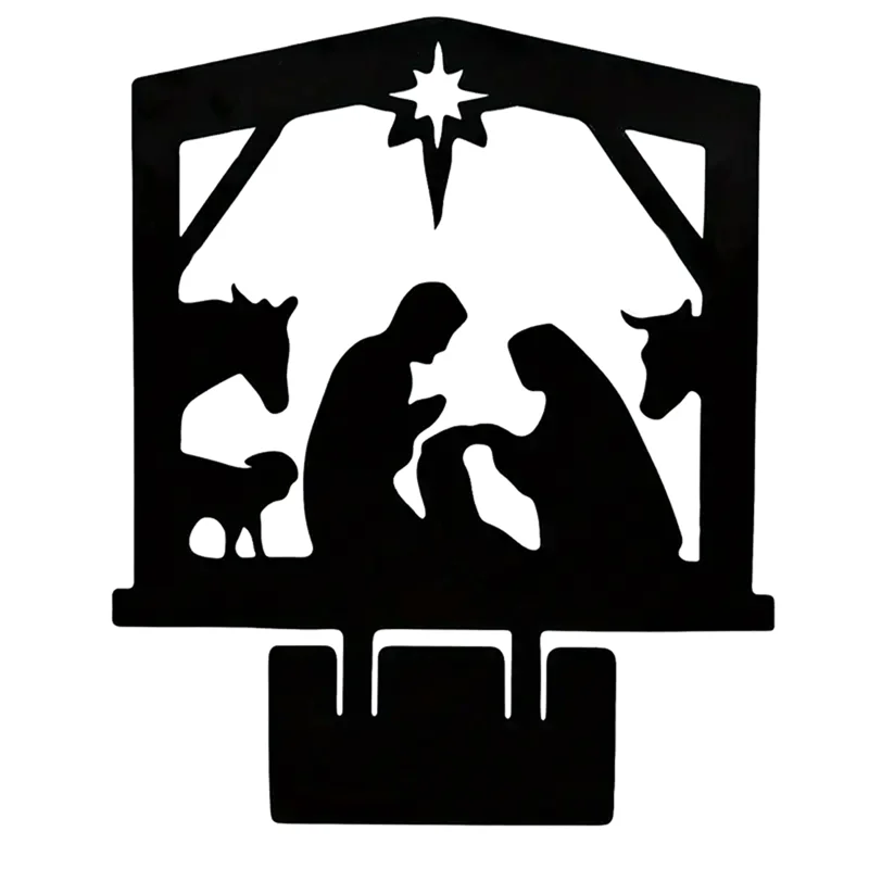 Nativity Scene Silhouette Nativity Figurines Set Christmas Nativity Ornament Nativity Holy Family for Fence Patio C