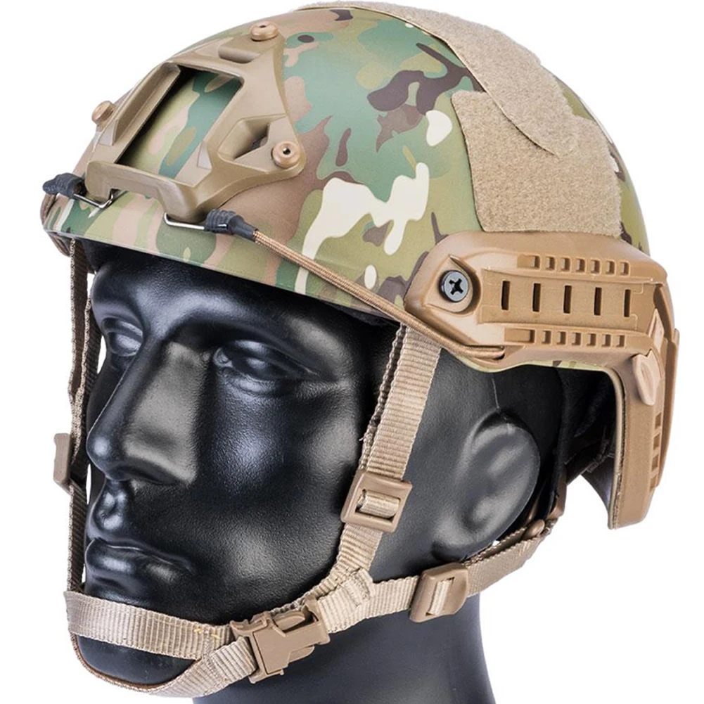 

FAST Tactical Helmet MH Type with Neck Adjustment and EPP Cushion Alloy NVG Shroud And Leather Chin Strap for Paintball Hunting