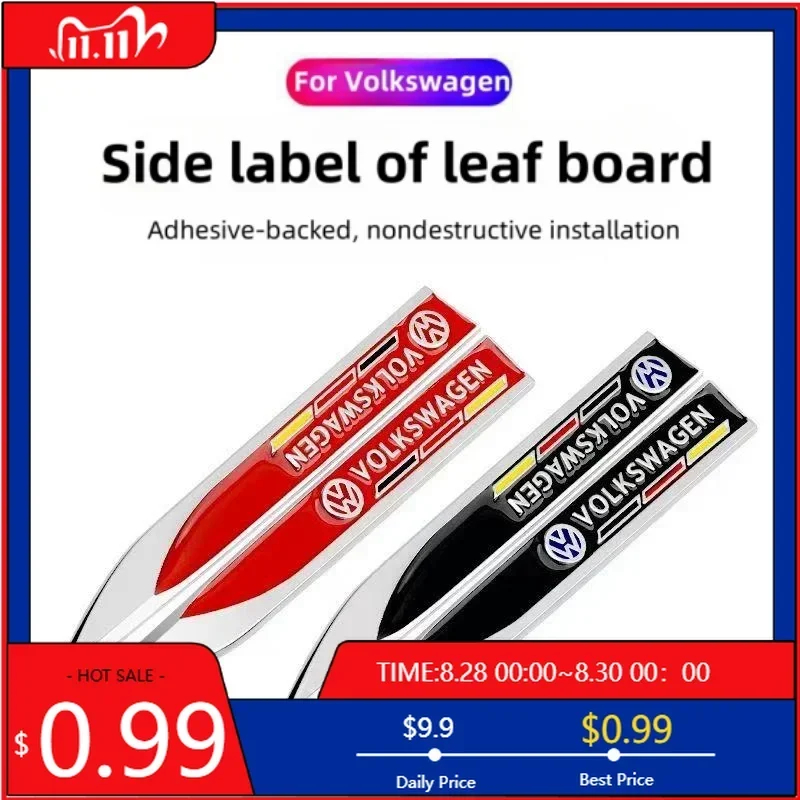 

VW GTI GOLF 2026 Hot For VW VOLKSWAGEN 1PCS 3D Metal Car Body Side Fender Badge For Volkswagen VW Golf 7 6 5 GTD GLI Logo Sticke