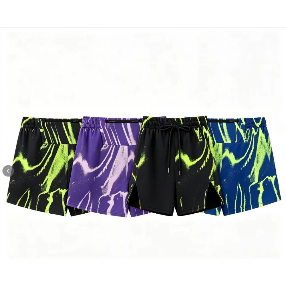 Combination of four pieces Fashion color men's running sports training woven cropped pants shorts comfortable and breathable9901