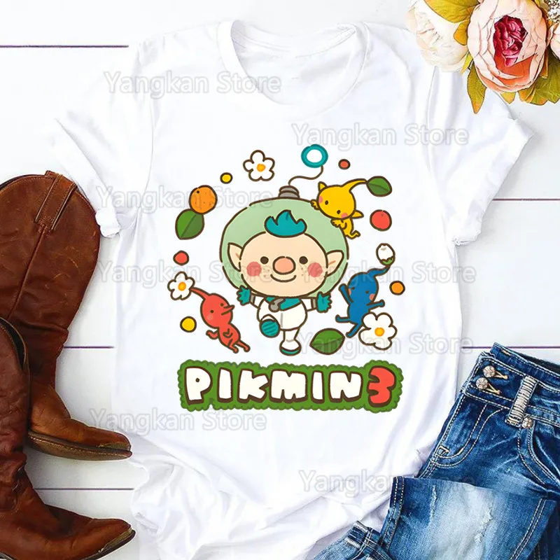 Pikmin T Shirt Women Tshirt New Graphic Tee Cute Women T-shirt Female Tee Shirt 90s Girls Tee Tshirt