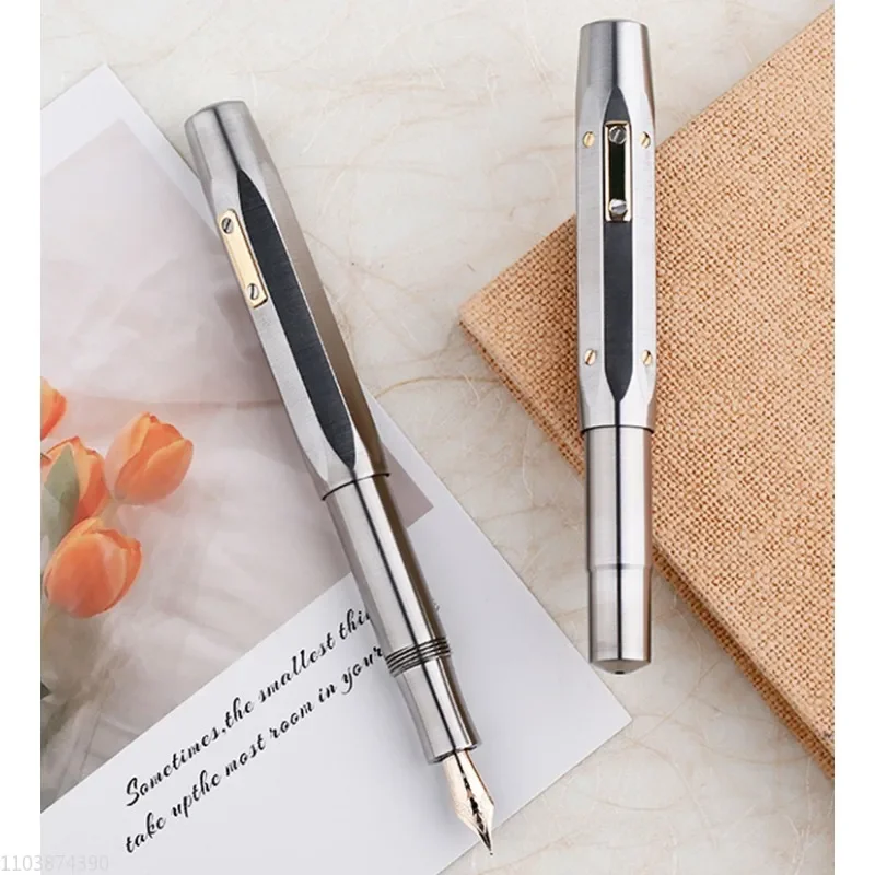 New Majohn RS1 14K Gold Titanium Mini Fountain Pen Steel F 0.5MM Short Ink Pen Stationery Business Office Writing Smooth Gifts