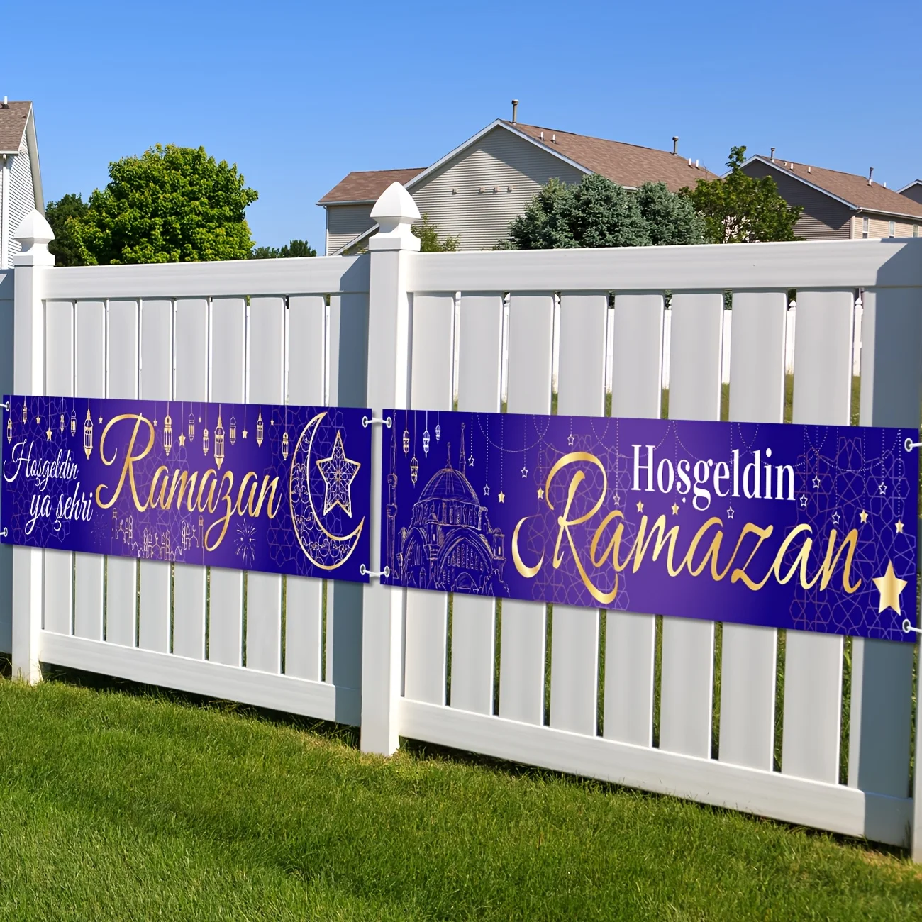 2Pcs Eid Decorations Hosgeldin ya sehri Ramazan Banner Ramadan Mubarak Yard Banner Hoşgedin Ramazan Islam Banner Deko Ramadan