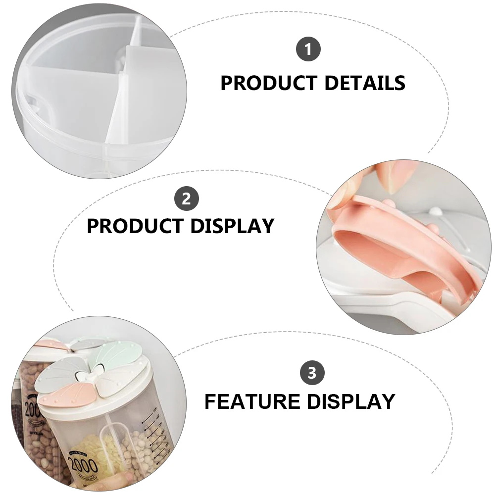 

1pc Compartment Storage Container High Quality PP Airtight Food Containers Household Cereal Holder Dried