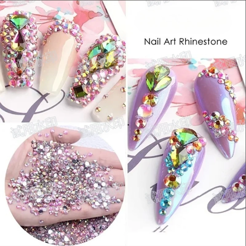 SS3-SS30 Classico argento fondo vetro rotondo strass decorazione nail art cristallo non hotfix diamante accessori per l'artigianato dell'abbigliamento