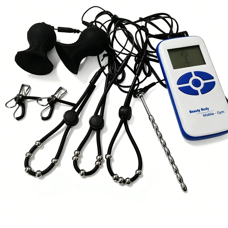 Metal Urethral Sounding Dilator 8 Modes Electric Shock Penis Plug Silicone Cock Rings Nipples Clips Breast Sucker Pumps Sex Toys