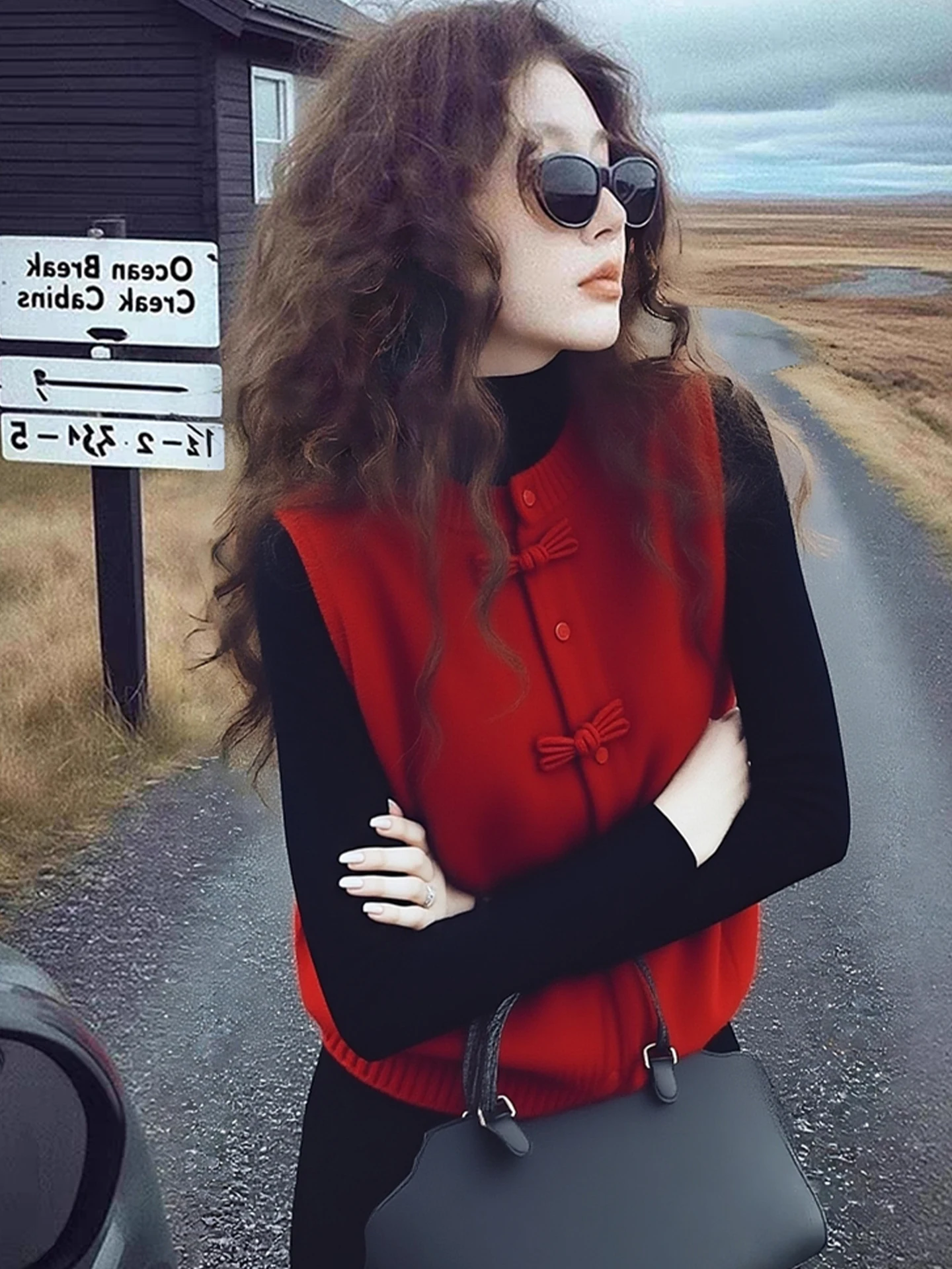 

Утепленный вязаный красный жилет 2025: Зимняя модная новинка для женщин – приятная к телу теплая верхняя одежда в стиле Poetic Sle для повседневной носки и защиты от ветра