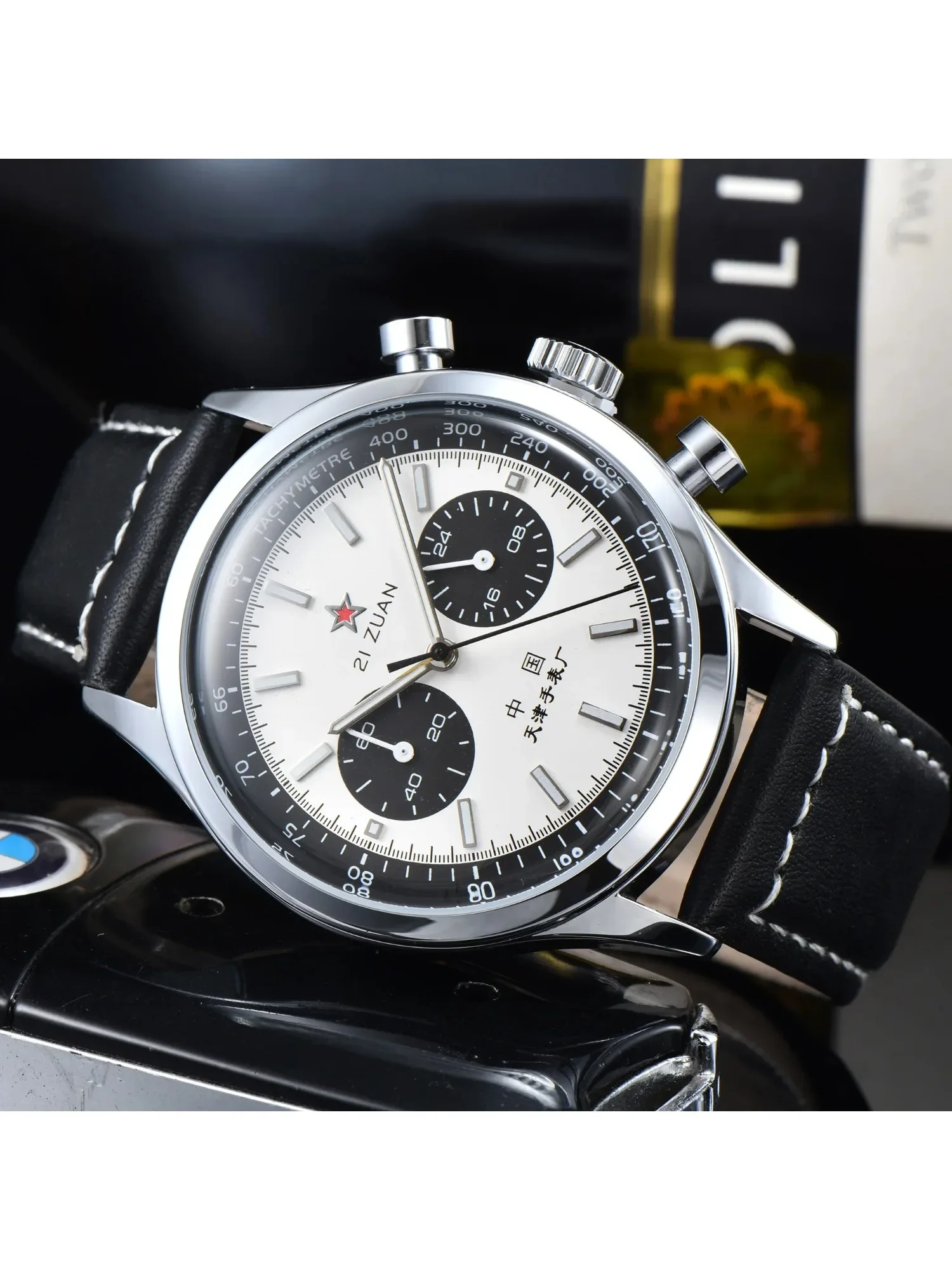 New Seagull 1963 Pilot Aviation Chronograph Panda Plate Men's Quartz Watch Precise Timing Gift Date Leisure Sports Business