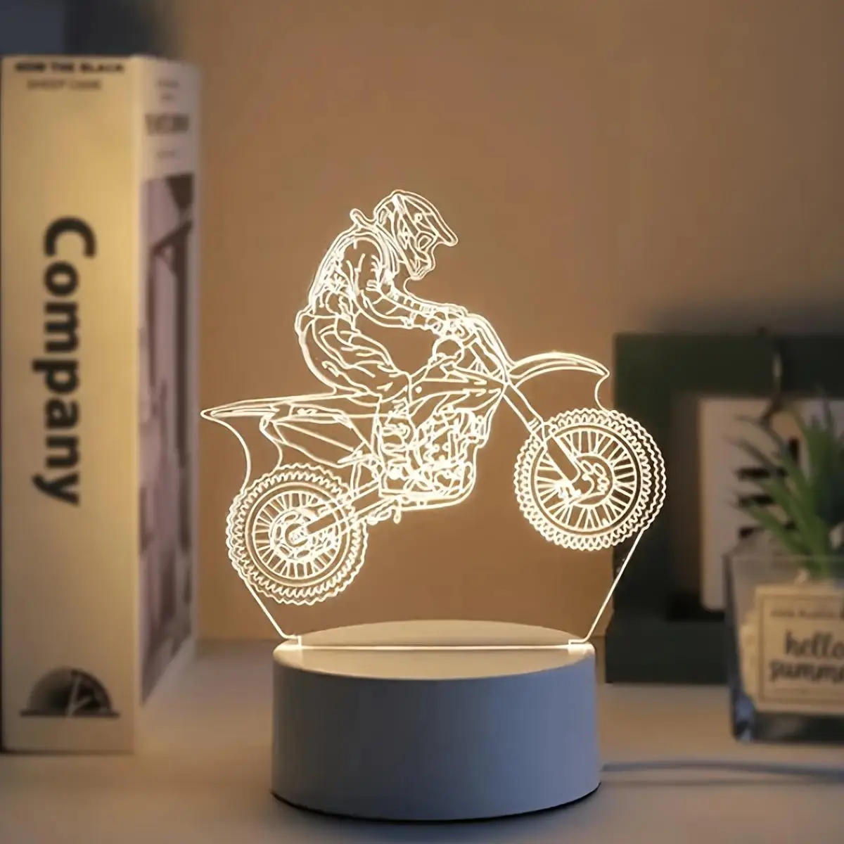 Motorcycle Night Light Creative Atmosphere Light with Touch 3D USB LED Table Lamp for Room Decor and Christmas Festival Gifts