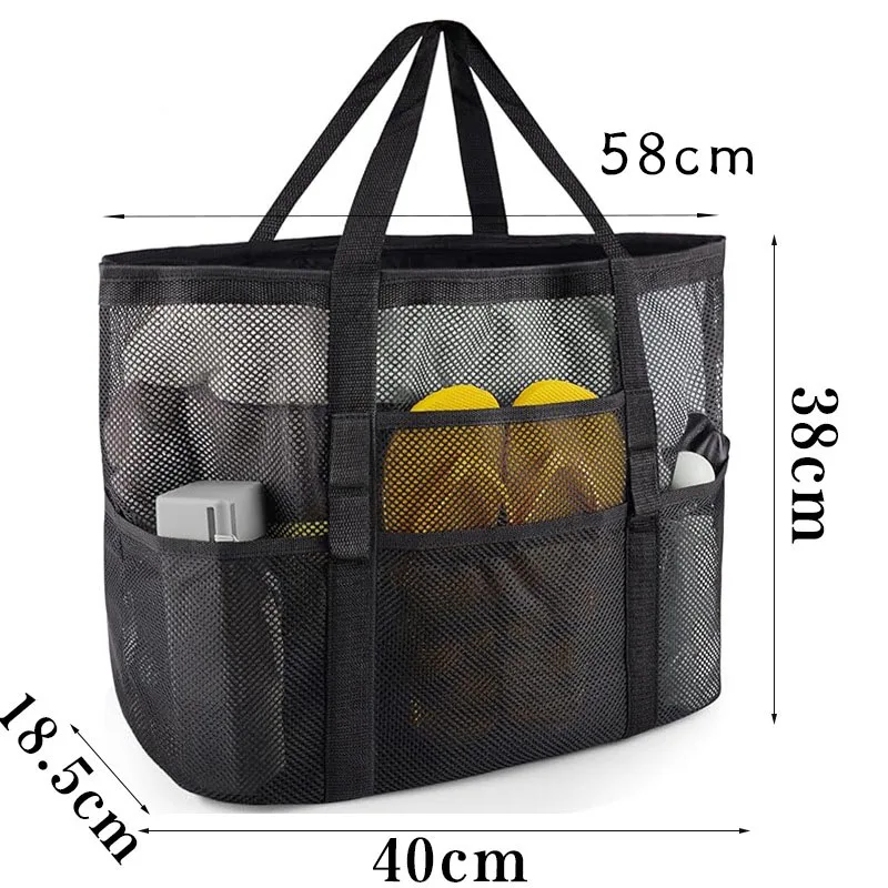 Large Capacity Mesh Beach Bag, Toy Tote Bag, Grocery Storage Net Bag, Travel Swimming Storage Bag, Wash Bag, Towels Mesh Handbag