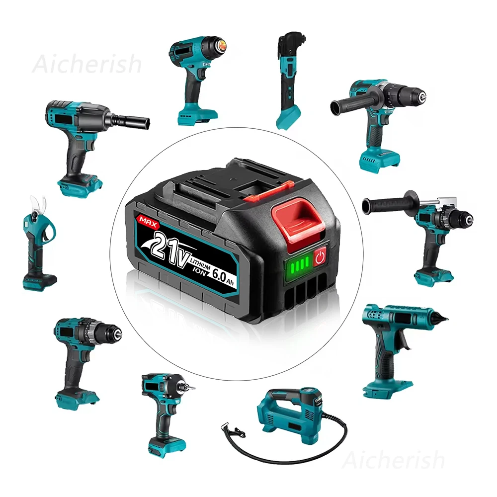 Pro Makita 18V-21V dobíjecí lithium-iontová baterie s vysokou kapacitou s indikátorem baterie pro elektrické nářadí Makita - náhled 6