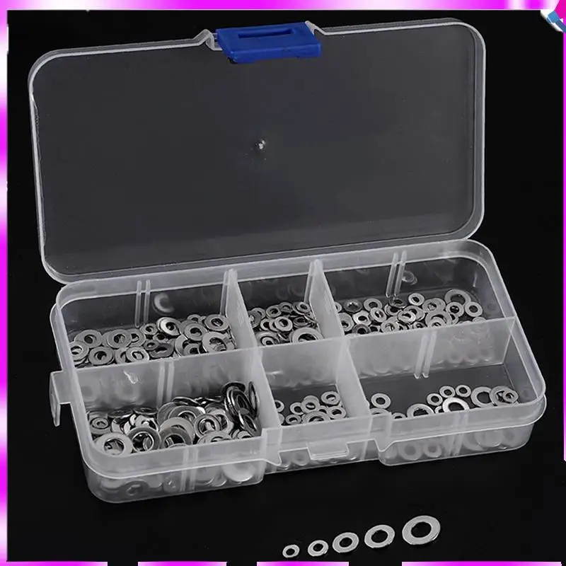 

N96R 1500Pcs M1.6 M2 M2.5 M3 M4 M5 Stainless Steel Flat Washer Plain Washer Gaskets Assortment Kit