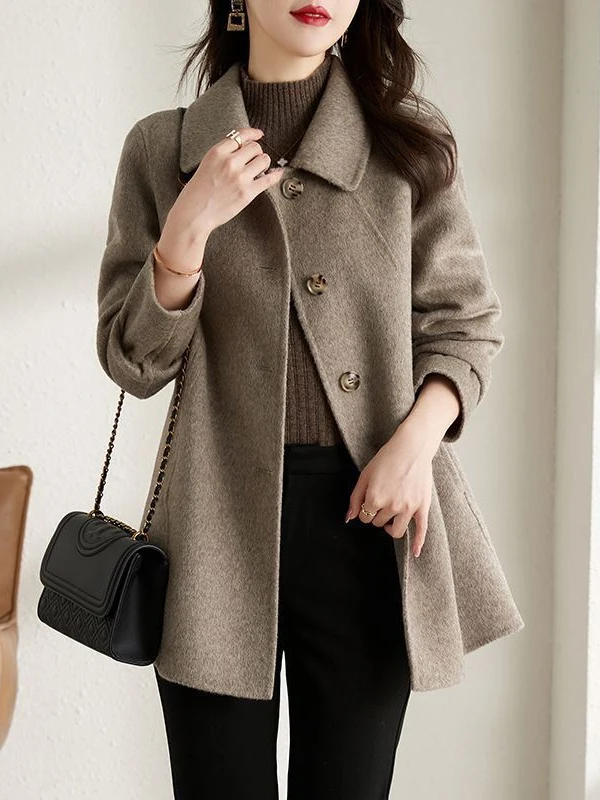 

Высококачественное двустороннее пальто-бомеры для женщин, осень-зима 2023, новинка этого года, ветровой костюм с небольшим переломом, шерстяной...