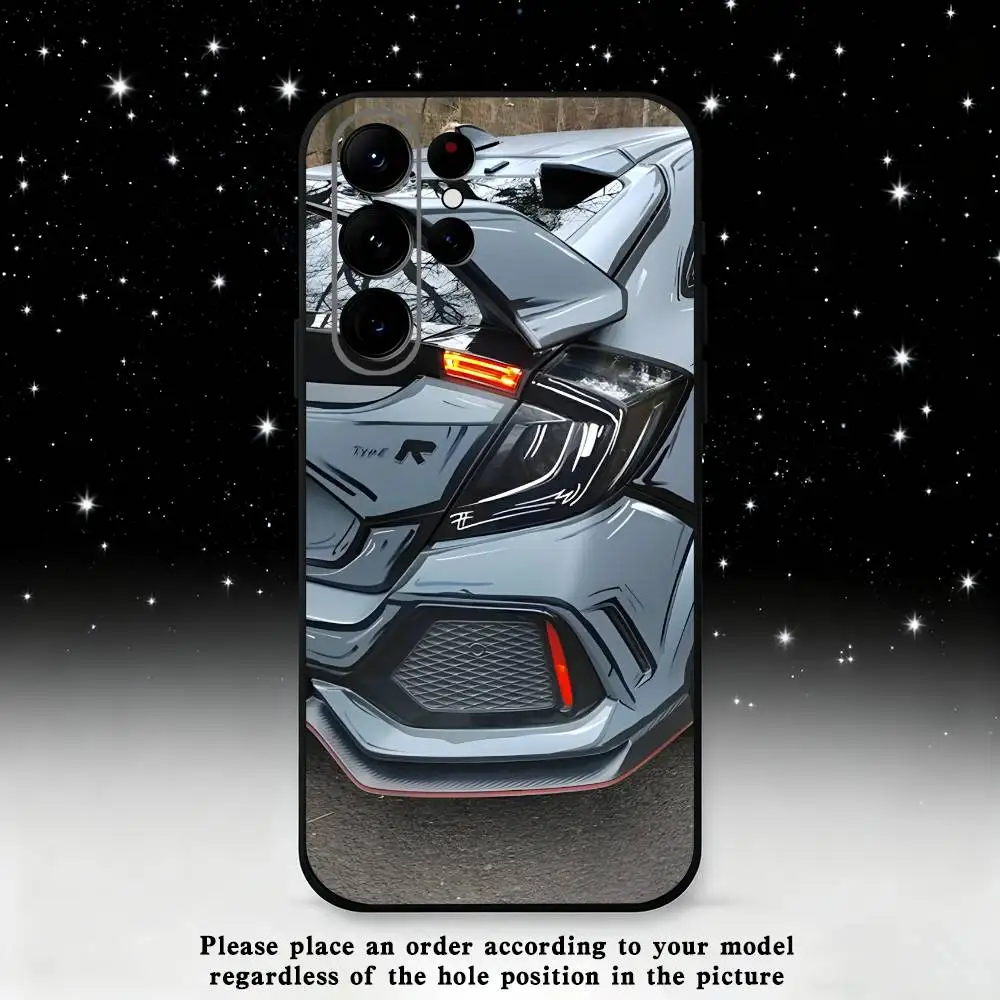 Funda de teléfono Sport Car T-Type R C-Civic para Samsung S25,S24 Ultra,S20,S30 plus,S22 plus,S23,S30 Ultra 5G, carcasa negra de silicona