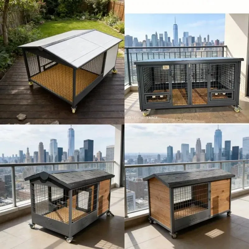 Modern Sturdy Foldable Fireproof Pet House for Dogs and Cats Wooden Cage with Stainless Steel Frame Easy Clean Insulated