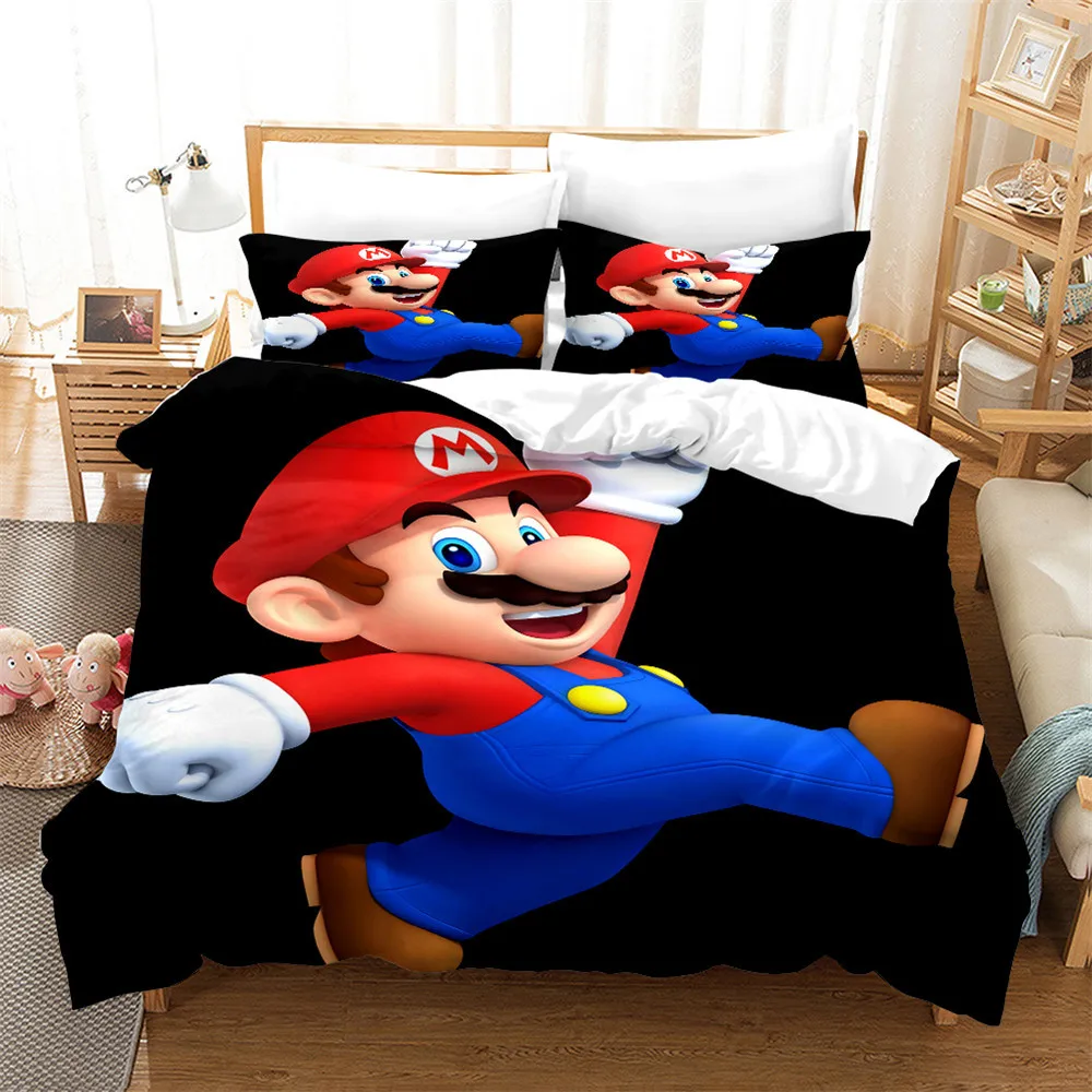 

Retro Style Mario Print Duvet Cover Pillowcases Game Super Mario Bedding Set Adult and Children Bedding Set Birthday Gift