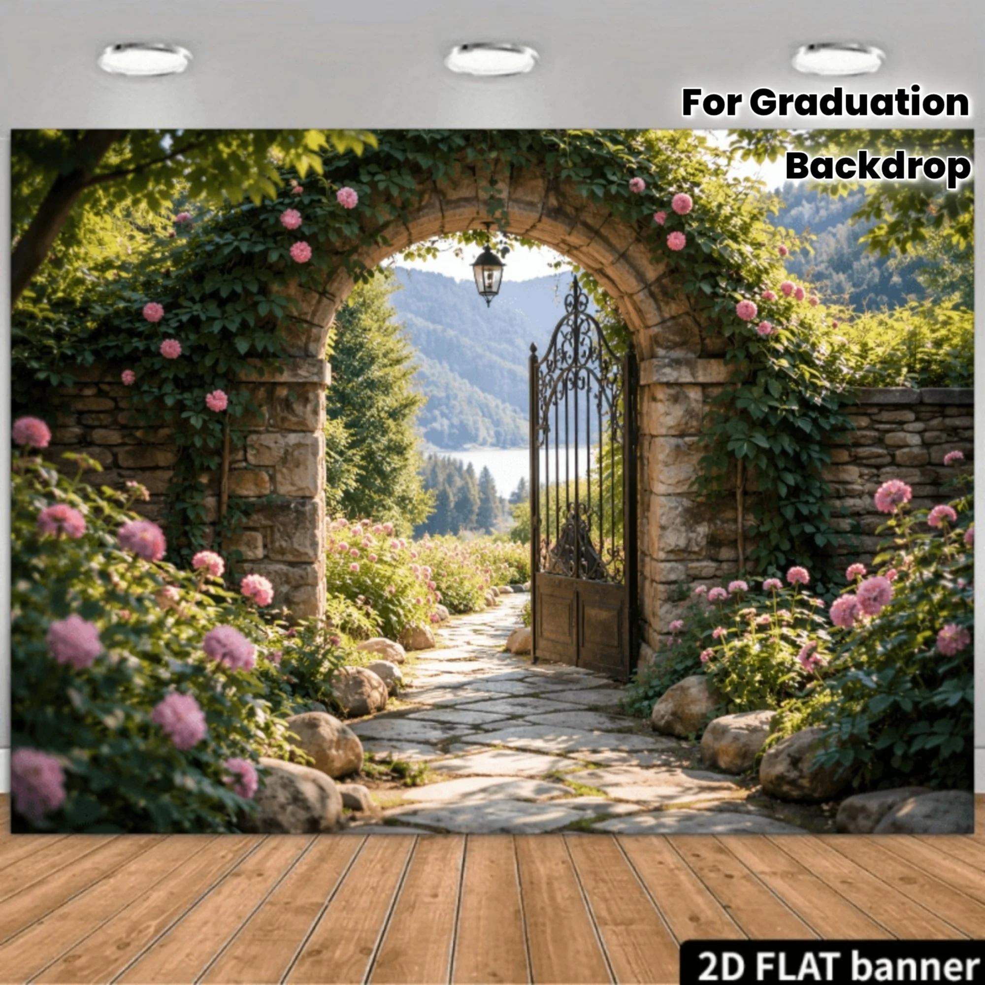Romantic Garden Archway Backdrop Tapestry Photo Prop for Graduation Ceremony Wedding Photo Booth Natural Background Decor