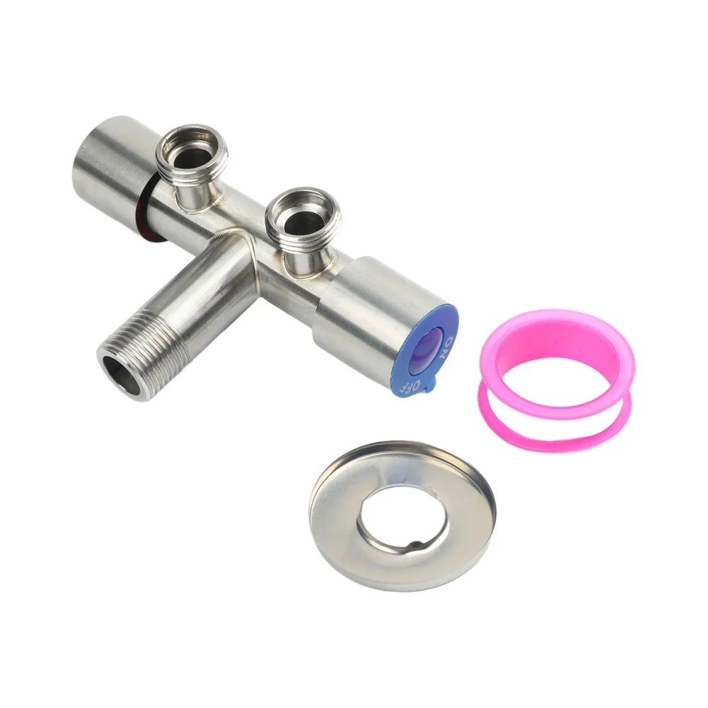 Double Handle Faucet Modern Cold Water Faucet Stainless Steel Toilet Faucet Triangle Valve Washing Machine Faucet