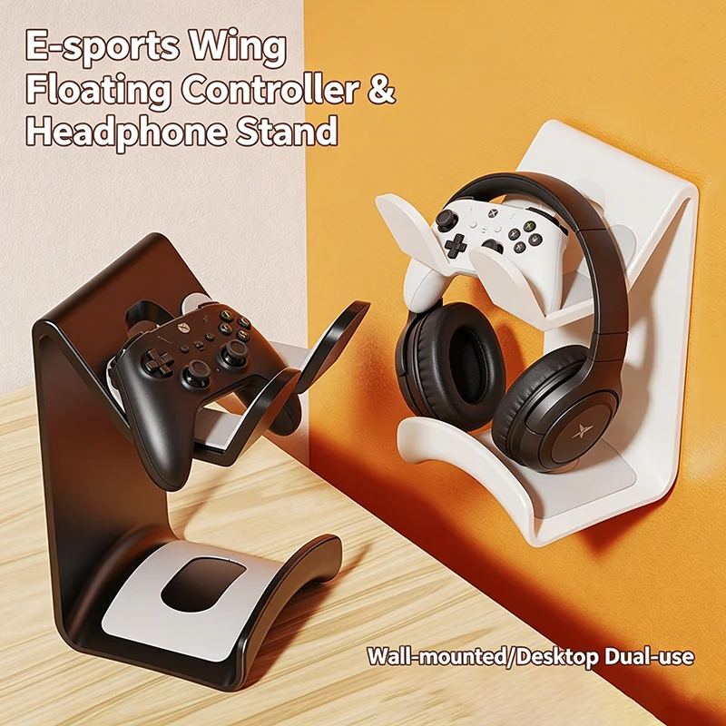 Gaming Accessories Wall Mount - Game Controller Headphone Hanger Punch‑Free Adjustable
