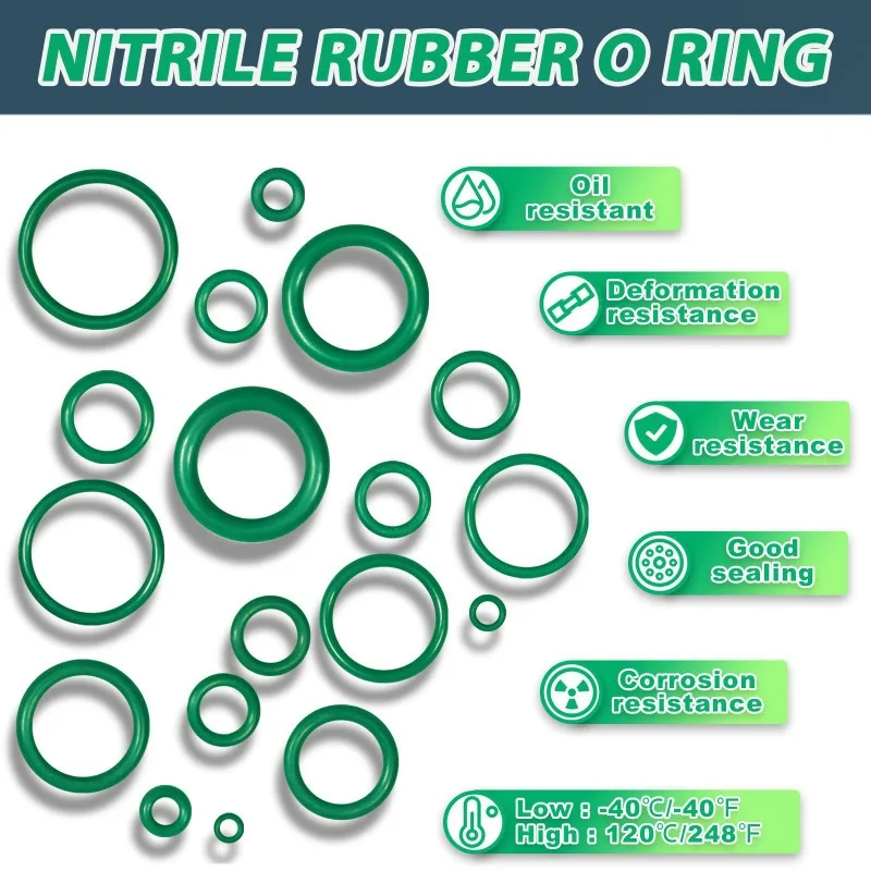

Suitable for 270pcs car air conditioning maintenance waterproof sealing ring green nitrile rubber O-ring kit anti-deformation