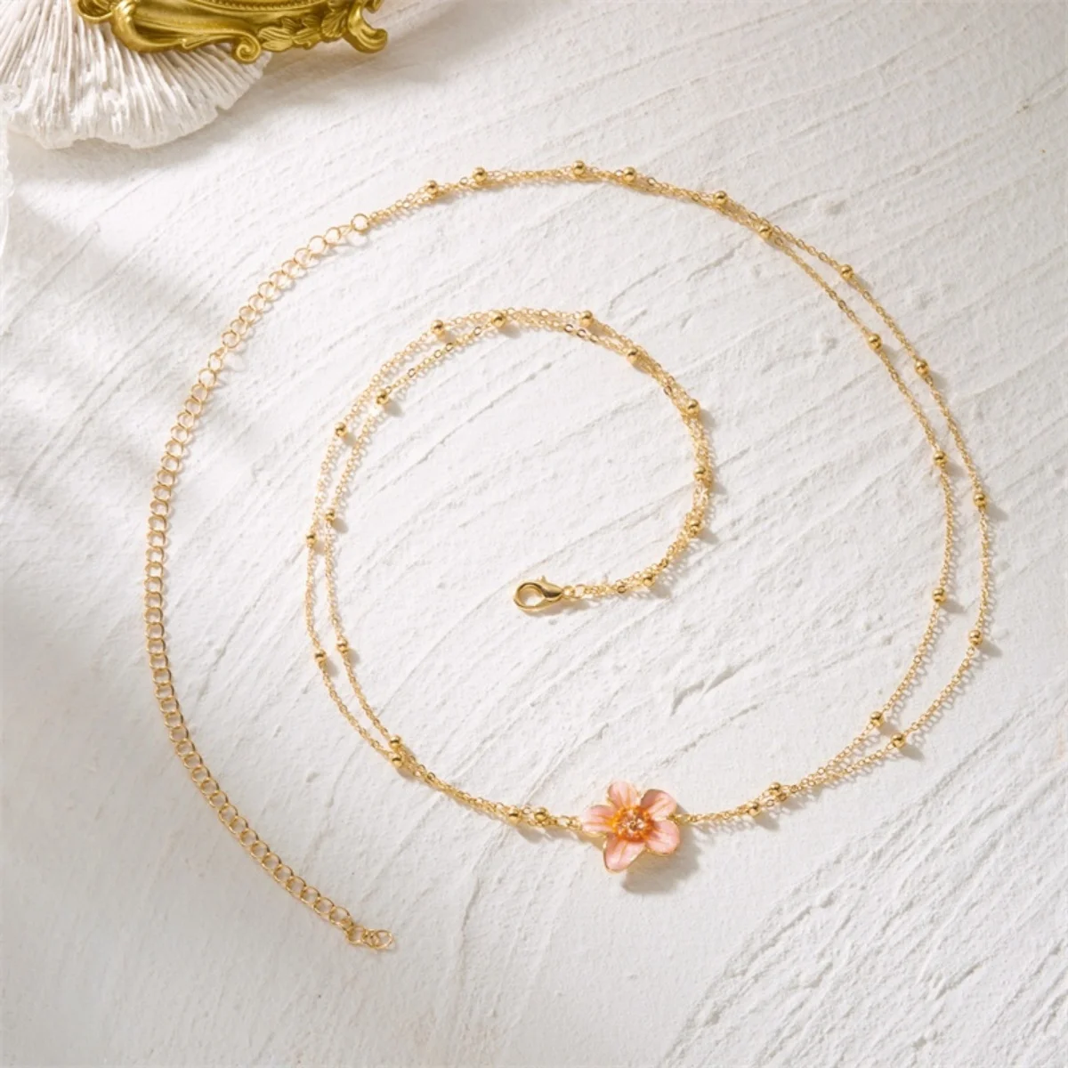 Doppellagige Perlenkette mit Metallblumen-Taillenkette für Damen und Herren, Bohemian-Trend, Schmetterlings- und Blumenmuster, Bauchkette, Körperschmuck – Detail 21