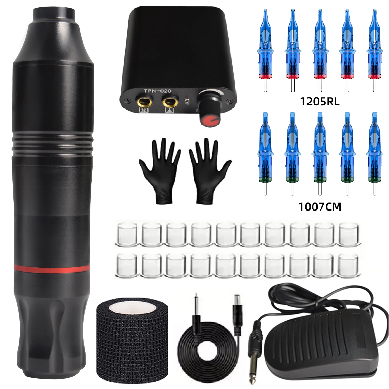 

POSEIDON Tattoo Pen Kit Tattoo Machine Set DC Interface with Cartridge Needles Permanent Makeup Tattoo Machine Kit