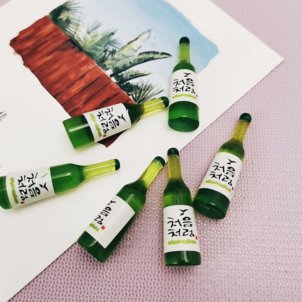 

Simulated Korean Rice Bottle Mini Decorations Realistic Resin Craft Accessories Miniature Bottle Model Small Round