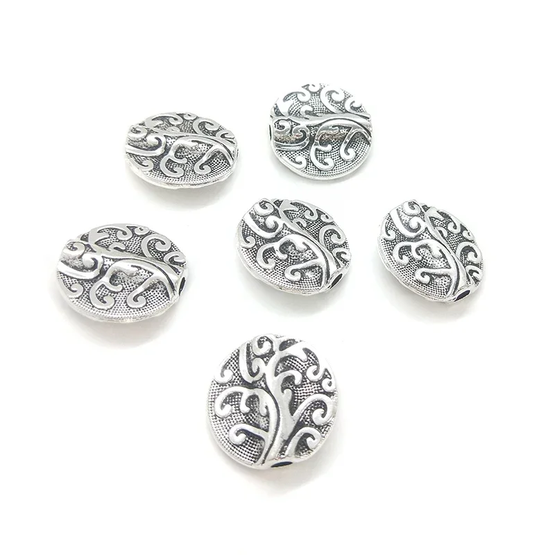 Nueva moda, 6 piezas, 20MM, cuentas redondas de Metal esculpidas de aleación de Zinc para pulsera DIY, collar, accesorios de joyería