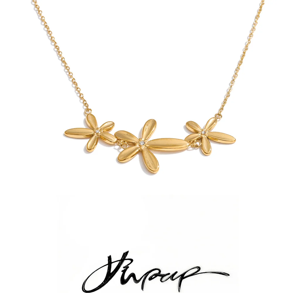 Yhpup Collier Pendentif Fleur en Acier Inoxydable, Style Tendance Printemps-Été, Bijou Exquis, Accessoires 2026