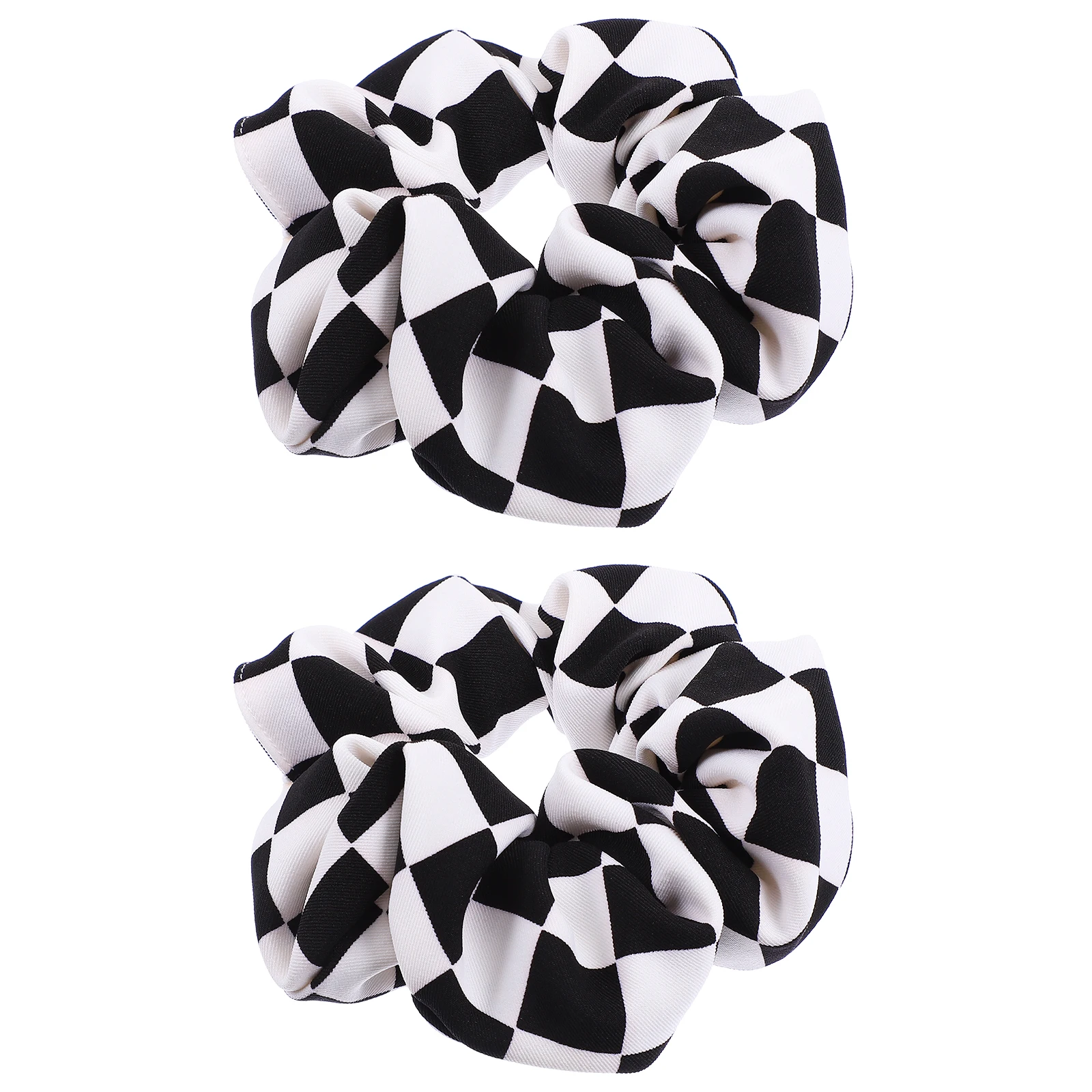 

2 pcs Chessboard Pattern Hair Scrunchies Black White Plaid Elastic Ties Ponytail Holder Hair Accessories Everyday Use