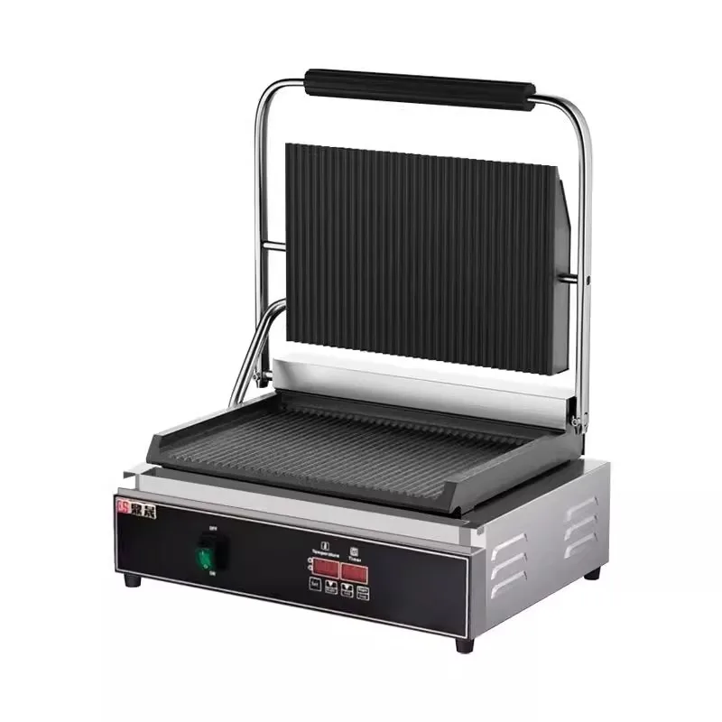 Panini Press with Dual Heating Plates - Commercial Grill for Steak, Sandwiches, and Pancakes