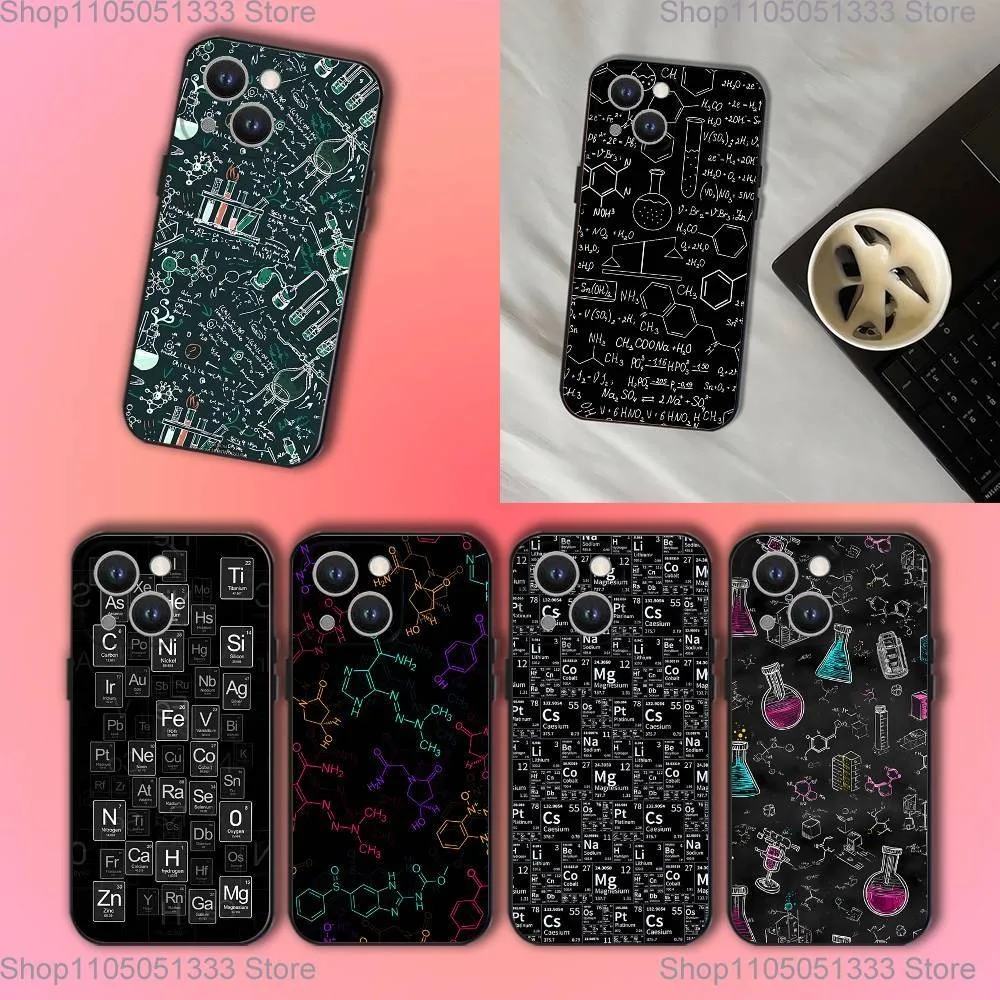 

Periodic Table Chemistry Phone Case For iPhone 17,16,15,14,13,12,11,Pro,XS,Max,XR,Plus,E,SE4,Mini Black Soft Cover