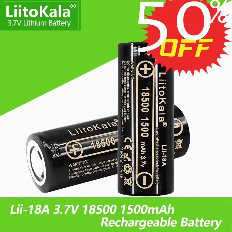 1-10PCS LiitoKala Lii-18A 18500 1500mAh 3.7V Rechargeable Recarregavel Lithium ion Battery For LED Flashlight