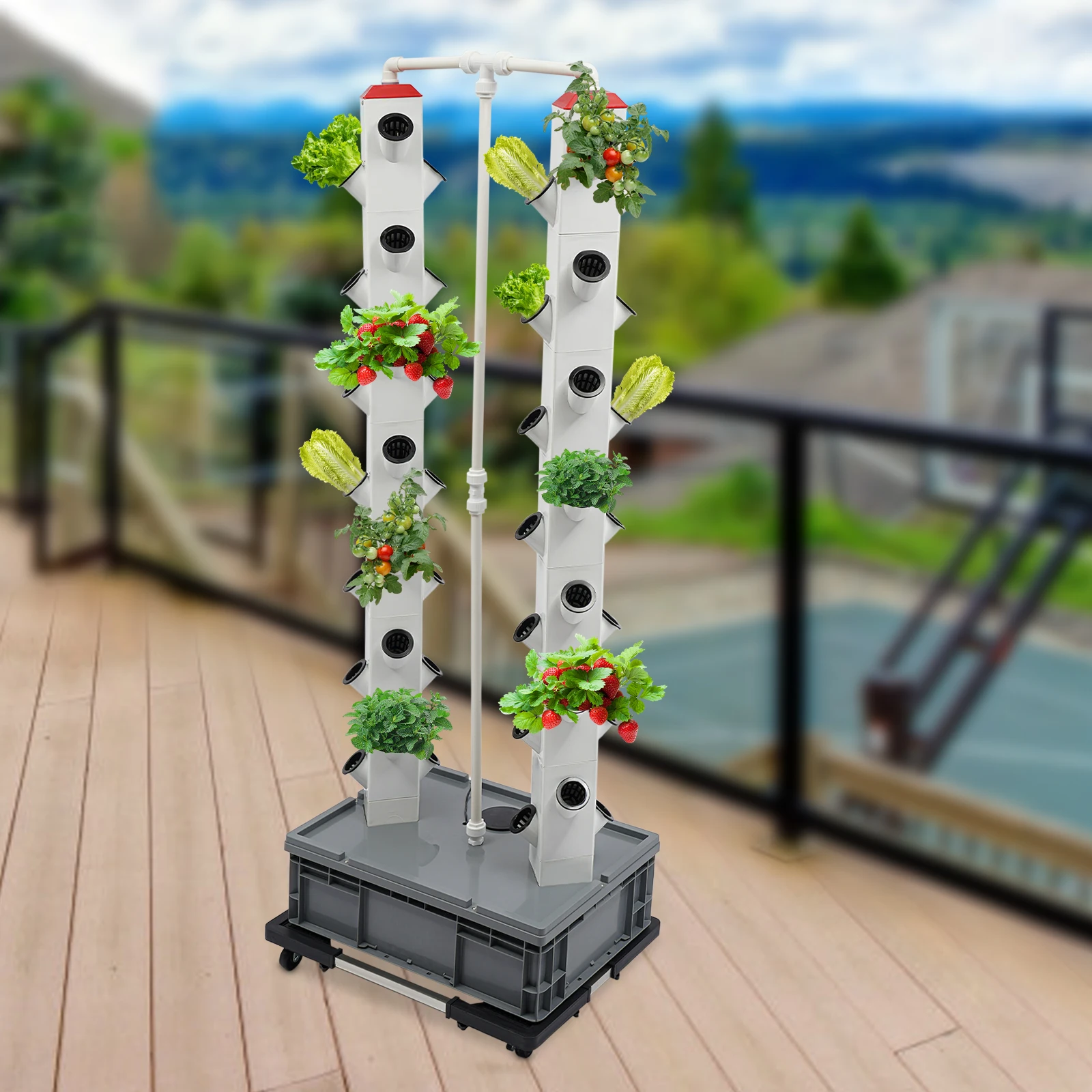 56-Plant Hydroponic Growing Tower, Outdoor Indoor Vertical Garden Smart Garden Kit, Hydroponics Growing Tower