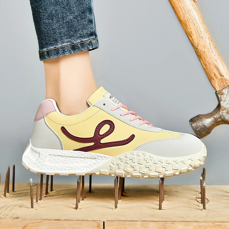 Women work safety Shoes Comfor security shoes woman steel toe Sneakers Lightweigh Breathable Non-Slip summer work boots