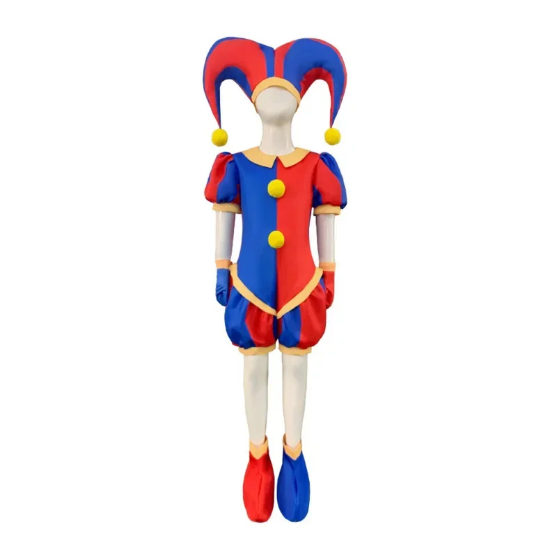 EE01 Animal Digital Circus Cosplay costume Pomni Caine Jax Disguise Full Set Jumpsuit for Adult Kids Halloween Carnival PartIo0！