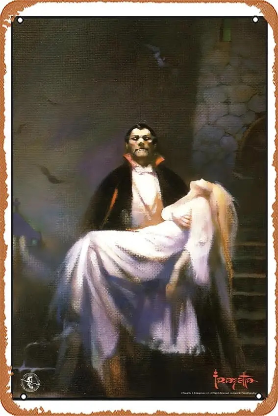 Retro Tin Signs Frank Frazetta Dracula's Bride Horror Fantasy Artwork Vampire Classic Retro Vintage Movie Spooky Sca