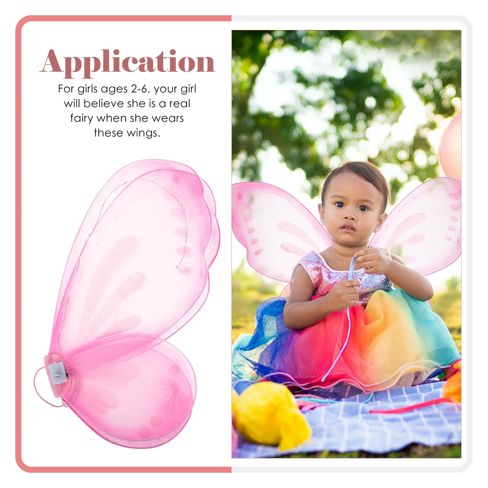 

Lighted Fairy Wing Durable Breathable Wear-Resistant Wing Prop for Carnival Cosplay Birthday Party Accessory