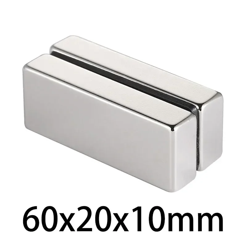 1/2/3/5PCS N52 60x20x10mm Super Strong Neodymium Magnet Strip Block Permanent Magnet Powerful Magnetic Magnets  60*20*10mm