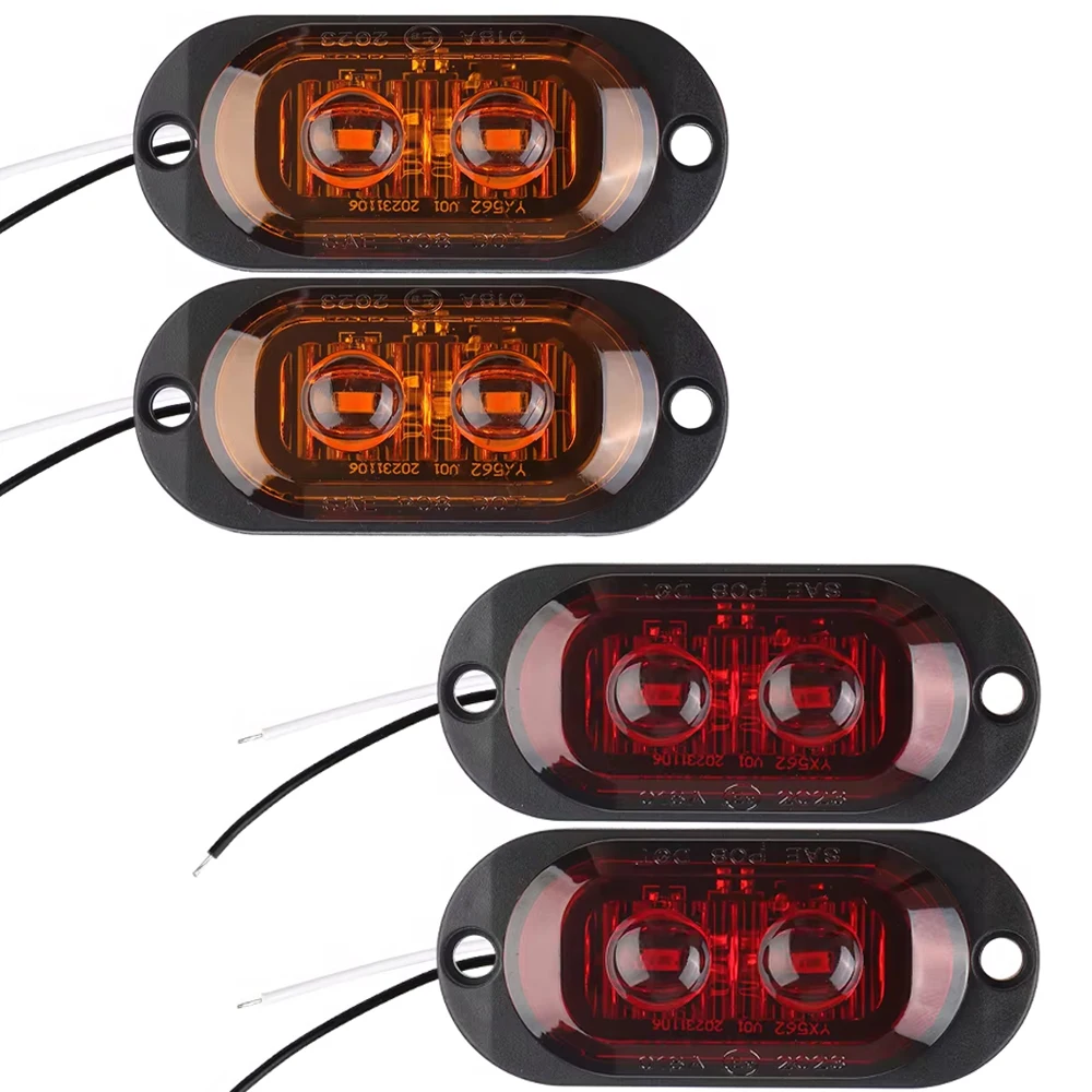 12V-24V 2 PCS Car  LED Side Marker Light  Turn Signal  Warning Lamp Clearance Light Amber / Red  For Trailers Trucks Caravans