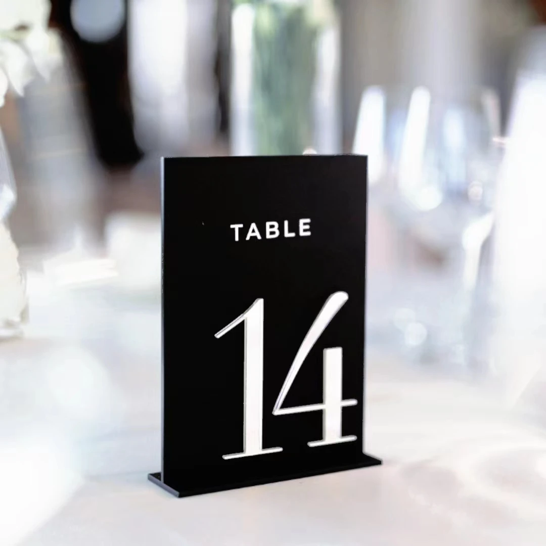 

Black Gold Table Number, Luxury Wedding, Acrylic Wedding Decor Laser cut 3D lettering Gold Wedding Table Numbers with Stands