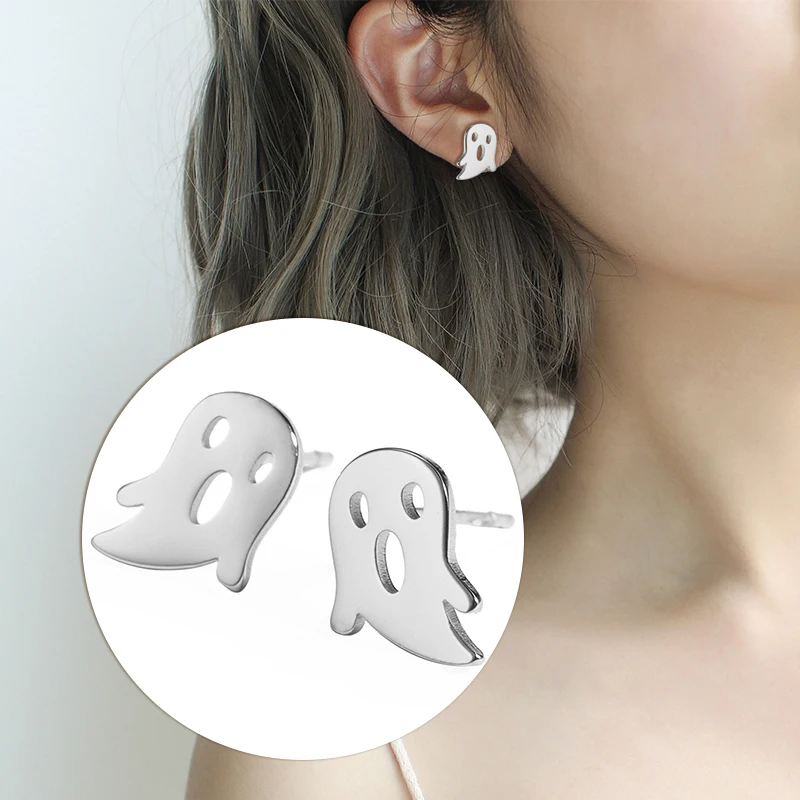 Fashion Cute Ghosts Spooky Stud Earring Creative Minimalist Earrings Punk Fashion Jewelry Accessories for Women Girl Party Gift