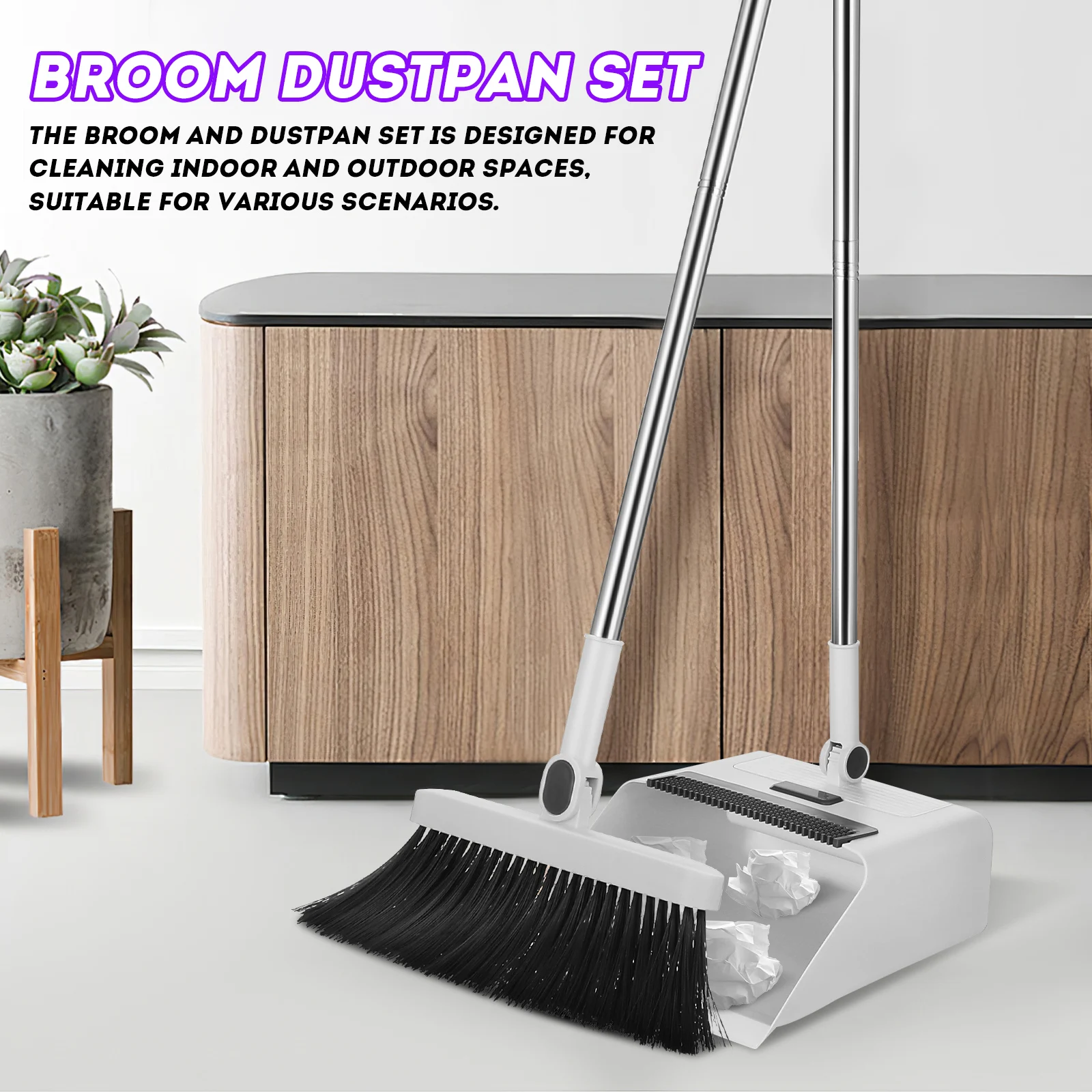 

1 set Sturdy Plastic Foldable Cleaning Tool Space Saving Household Use Foldable Broom Dustpan Set Multi