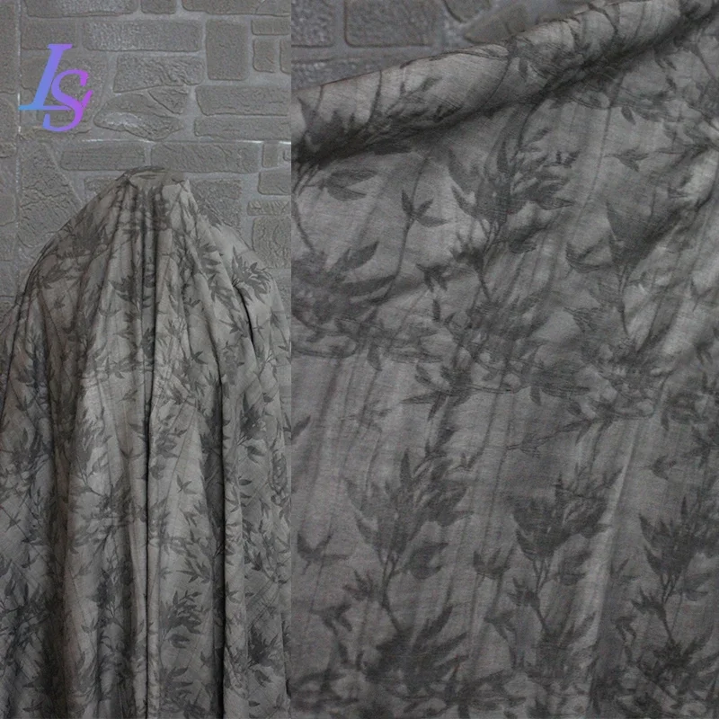 

Жаккардовое платье из хлопчатобумажной льняной ткани Серый бамбуковый узор Одежда Дизайнерская ткань Одежда Шитье по метрам Материал «сделай сам»