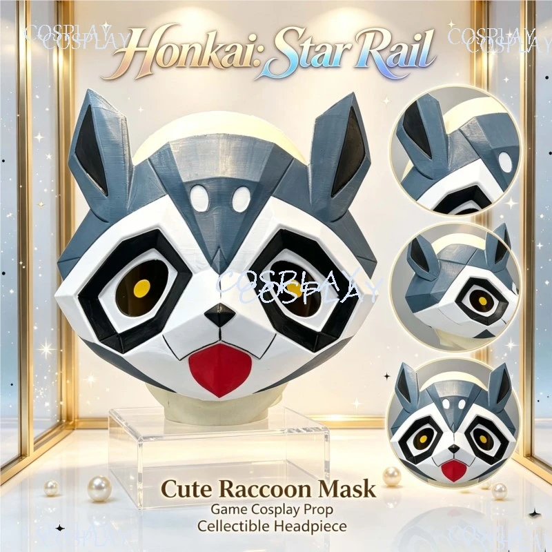Honkai: Star Rail Trailblazer Supplicant Raccoon Mask Joy Phantasmoon Game Cosplay Prop for Halloween Comic Con Role Play