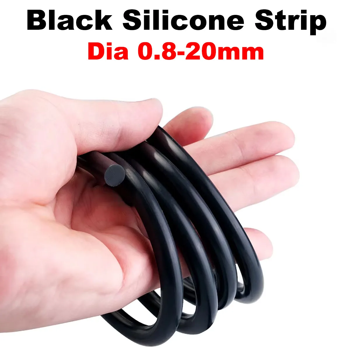 

1Pcs Dia 0.7-20mm Black Silicone Strip Round Solid Cord Rod Bar Gasket Trim Seal Strip O Ring High Temperature Waterproof