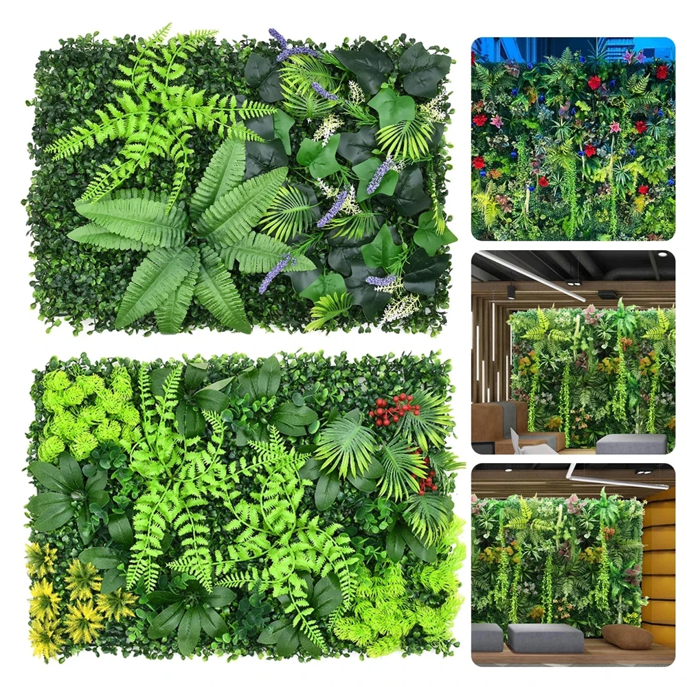 

Artificial Plant Wall Reusable Grass Backdrop Wall Panel Plastic Garden Grass Flower Wall Fake Green Plant Hanging Fencing Decor