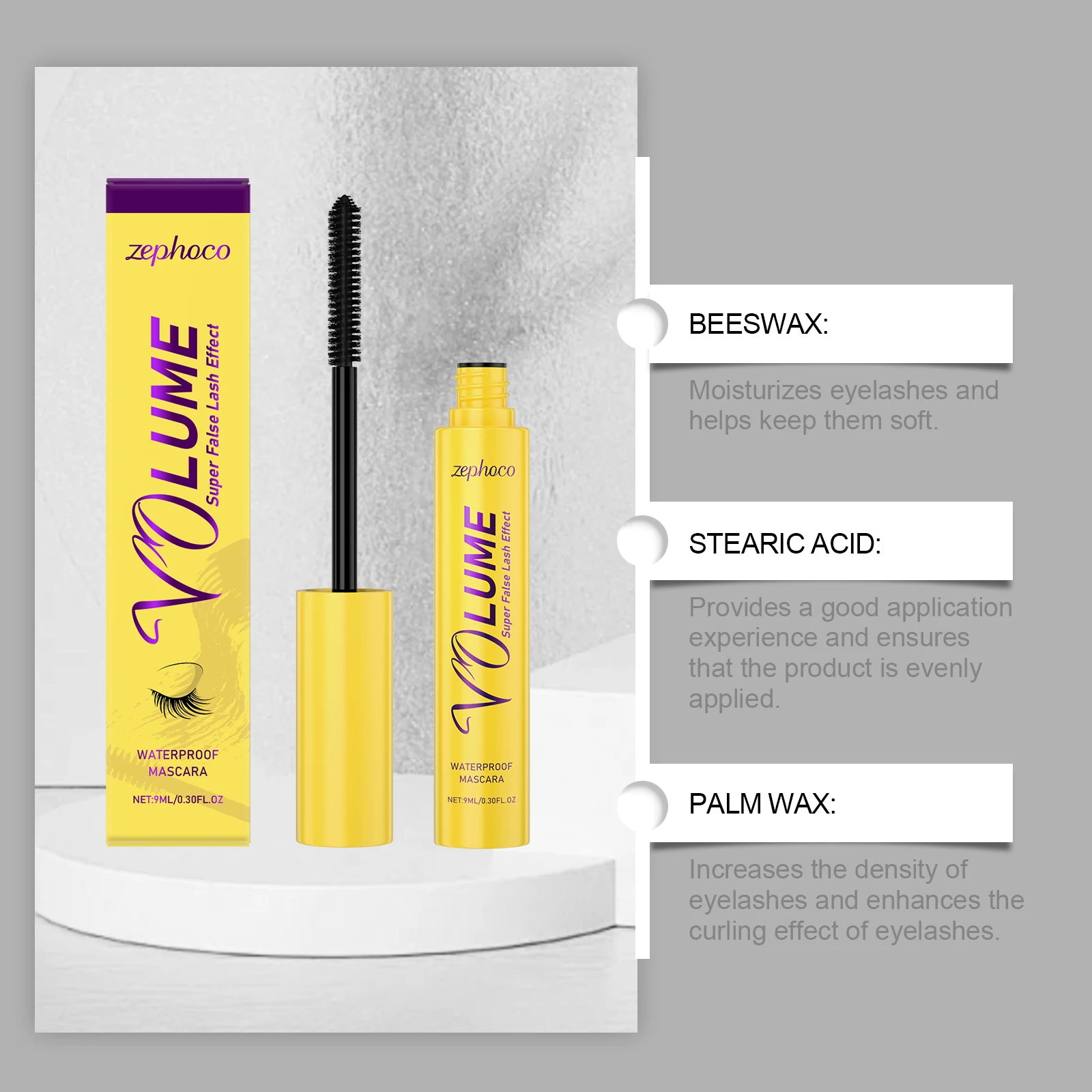 黒マスカラ ボリュームアップとカール 自然な外観 汚れ防止 防水 日常着用 完璧なまつげ 長持ち 簡単に除去可能