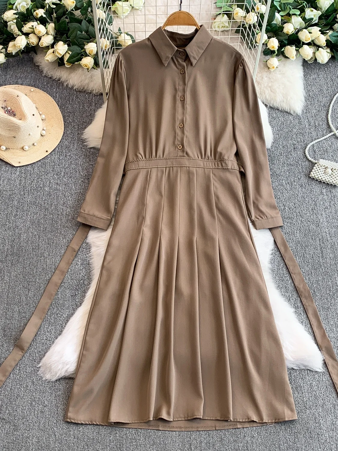 Ele Satijn Lange Sve Wrap Taille A-lijn Dr Dames Herfst Winter Afslankende Hoge Taille Jurk Traditionele Chinese Sle